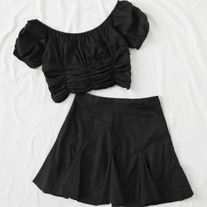 NWOT Ruched Crop Top and Skirt Set